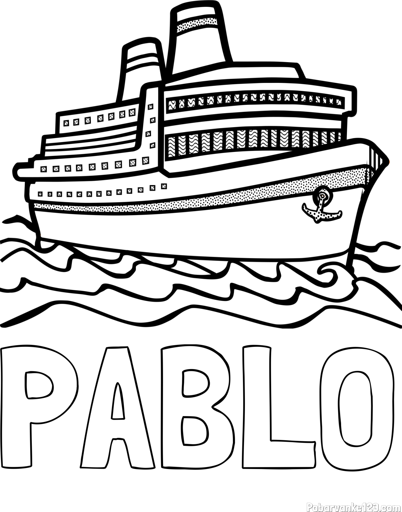 Pobarvanka imena PABLO in pobarvanka velike potniške ladje