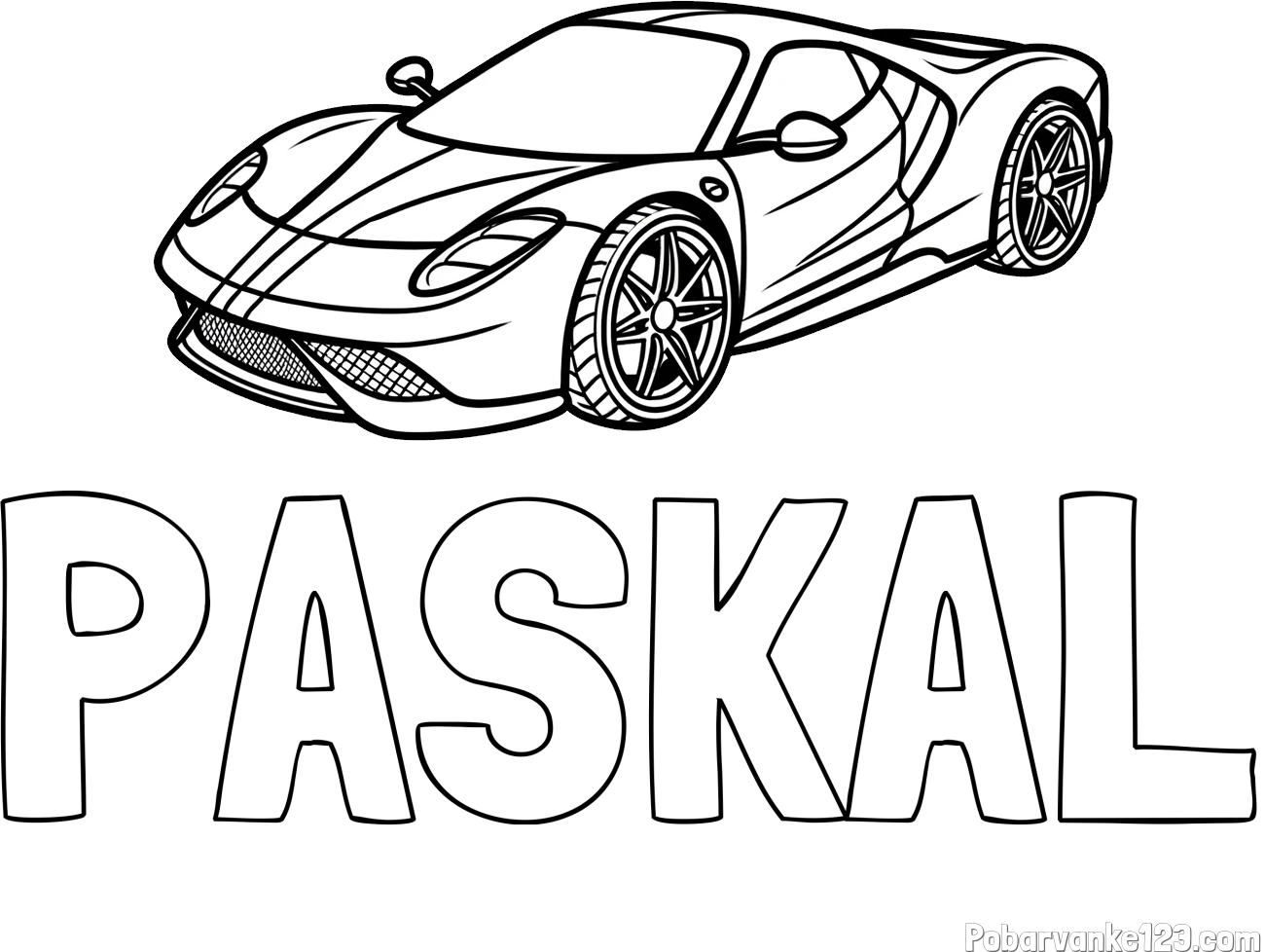 Pobarvanka imena PASKAL in pobarvanka dirkalnega avtomobila