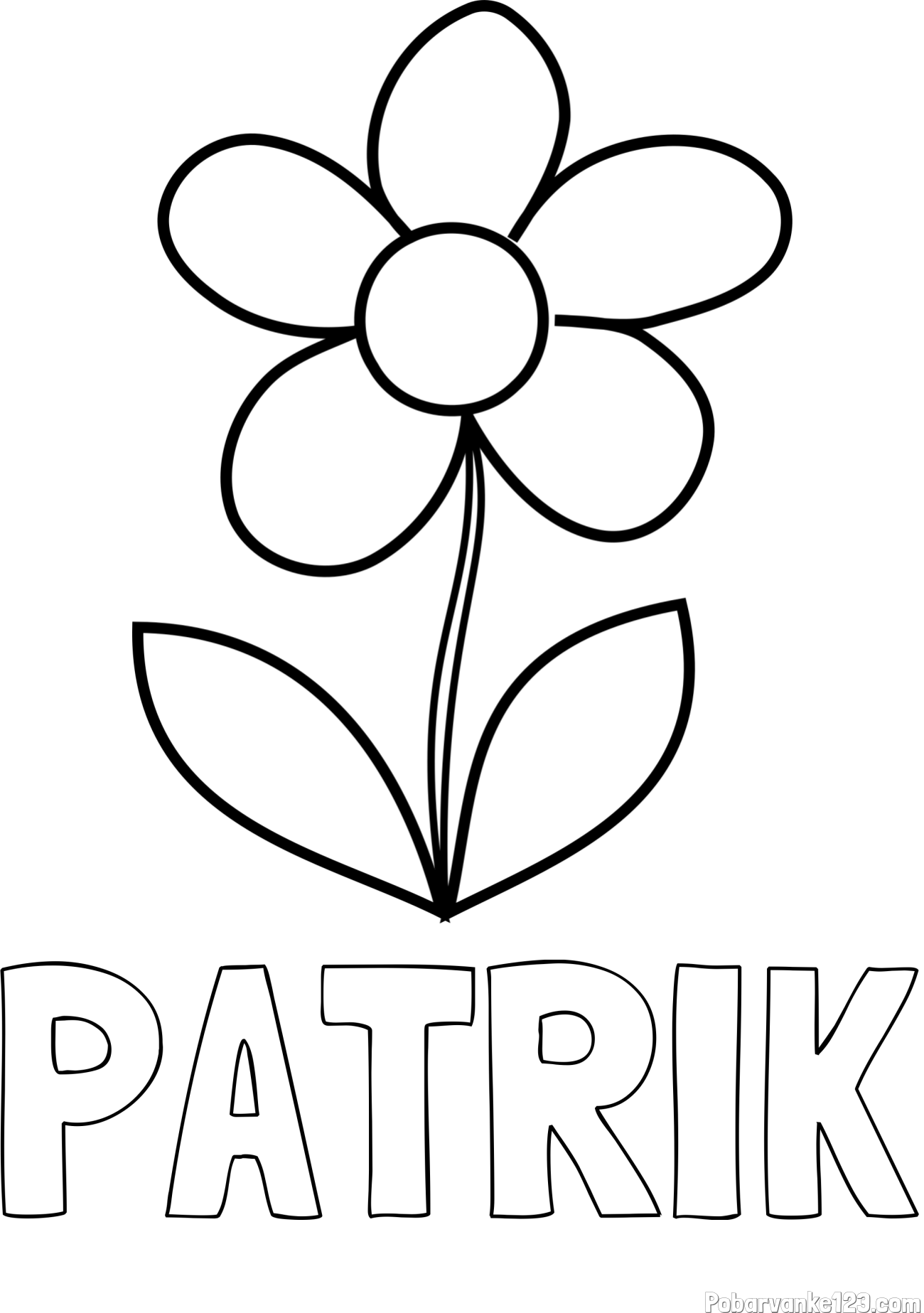 Pobarvanka imena PATRIK in otroška pobarvanka rože