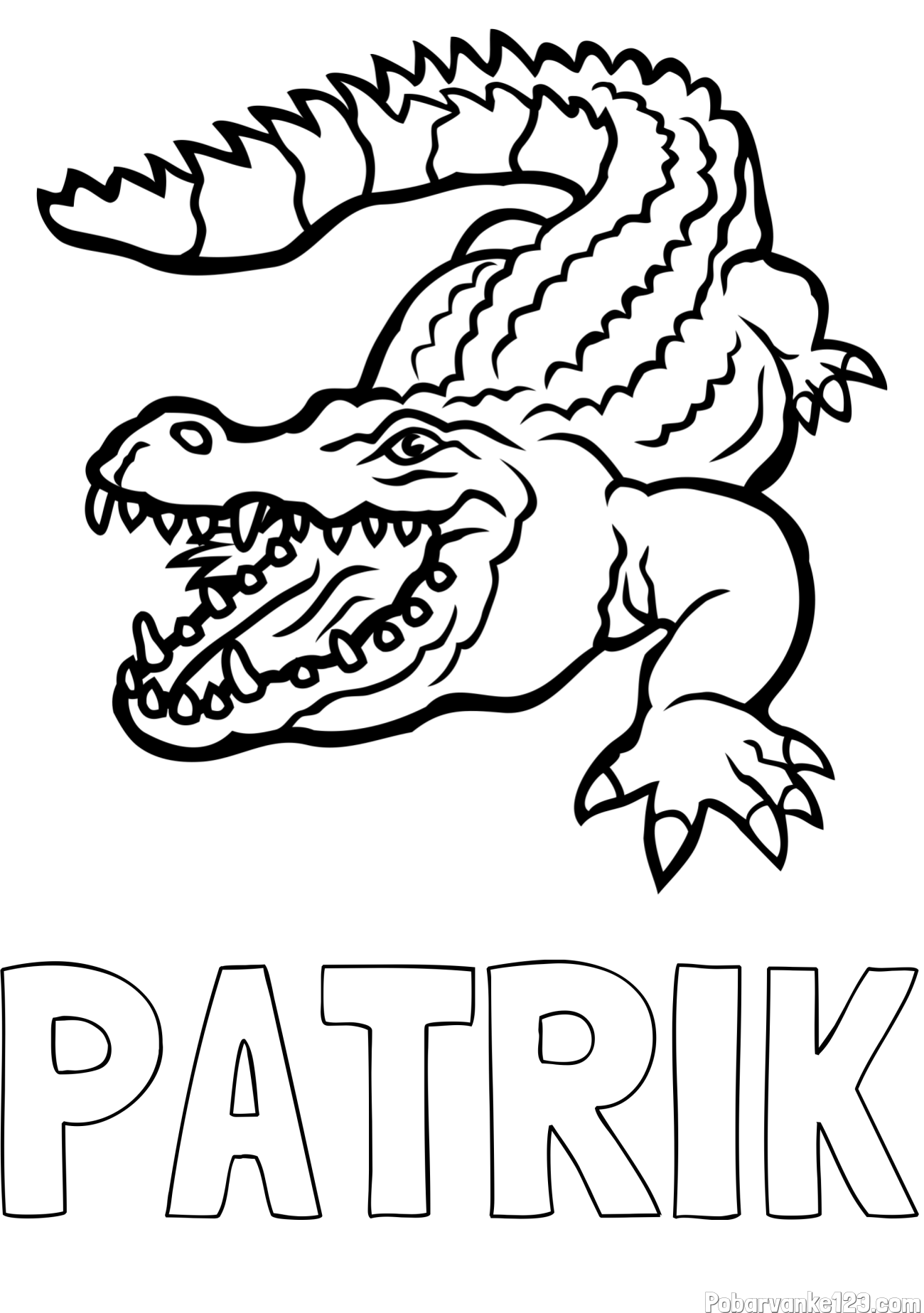 Pobarvanka imena PATRIK in pobarvanka krokodila