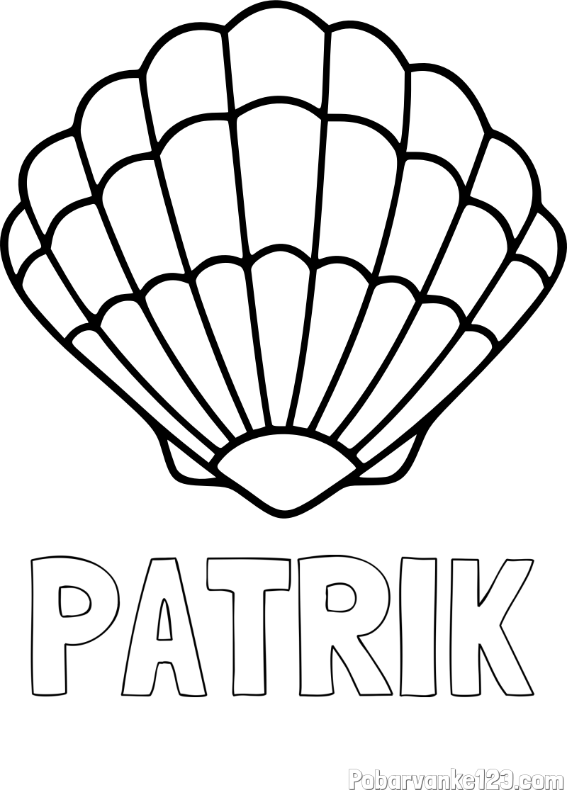 Pobarvanka imena PATRIK in pobarvanka školjke