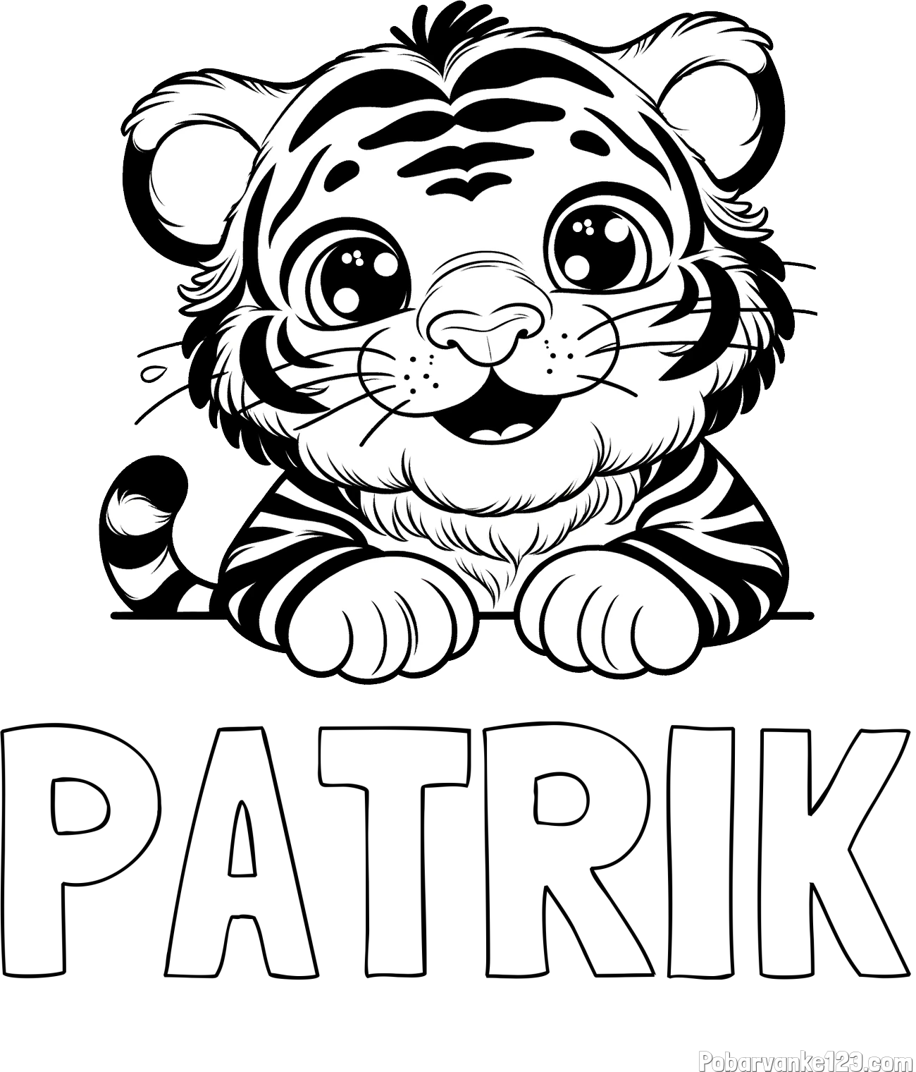 Pobarvanka imena PATRIK in pobarvanka tigrček