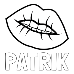 Online izdelana pobarvanka - Pobarvanka imena PATRIK in pobarvanka ustnic