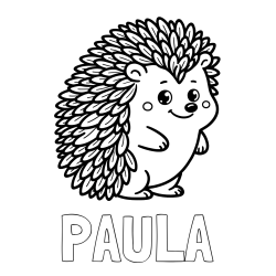 Online izdelana pobarvanka - Pobarvanka imena PAULA in pobarvanka prisrčnega ježka