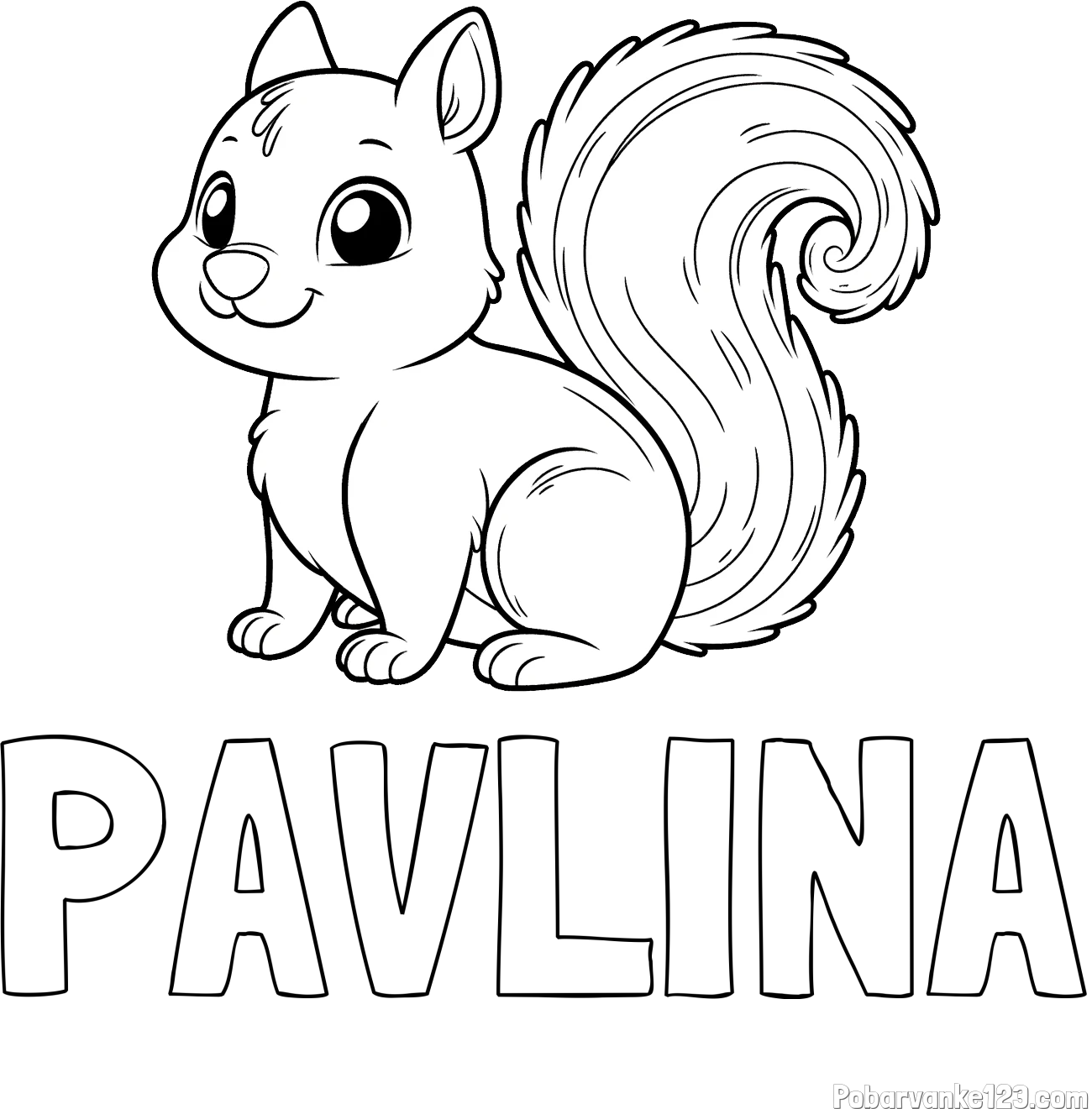 Pobarvanka imena PAVLINA in pobarvanka veveričke