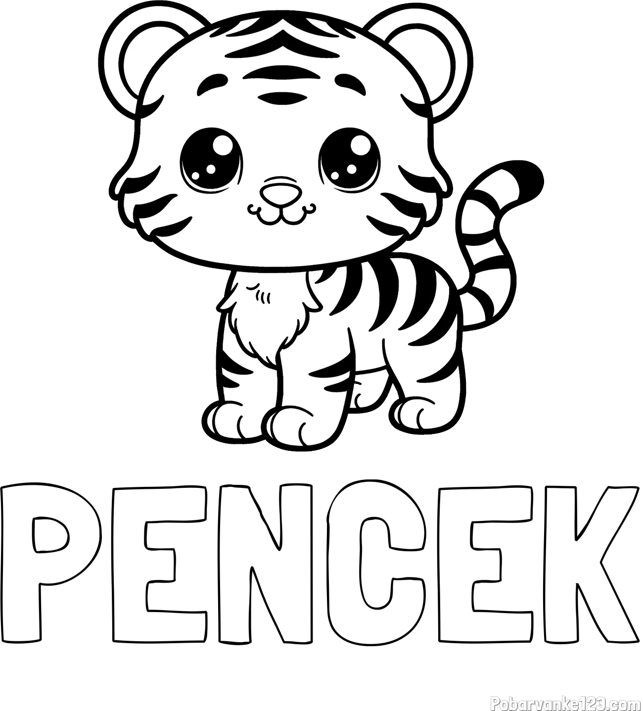 Pobarvanka imena PENČEK in pobarvanka ljubkega tigrčka