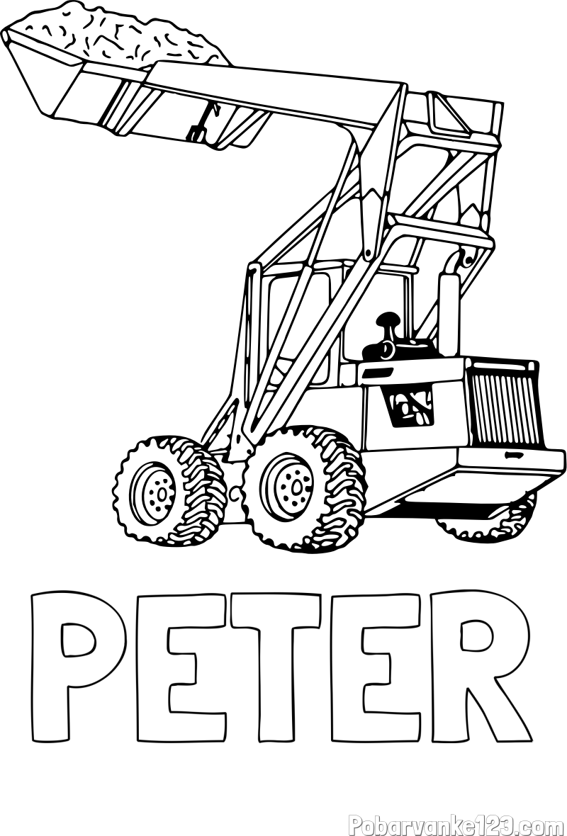 Pobarvanka imena PETER in pobarvanka velikega traktorja