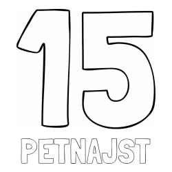 Online izdelana pobarvanka - Pobarvanka imena PETNAJST in pobarvanka številke petnajst (15)