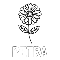 Online izdelana pobarvanka - Pobarvanka imena PETRA in pobarvanka rožice