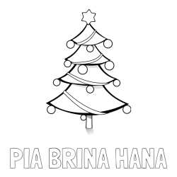 Online izdelana pobarvanka - Pobarvanka imena PIA BRINA HANA in božična smreka