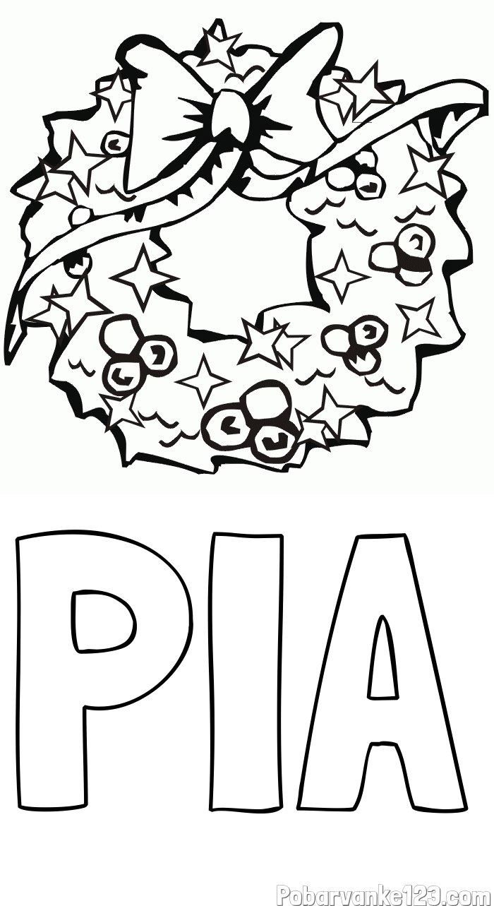 Pobarvanka imena PIA in pobarvanka lepega adventnega venčka