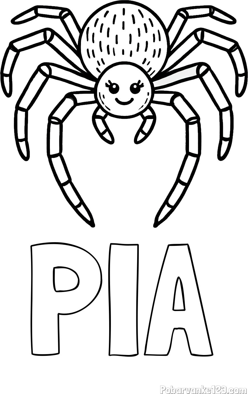 Pobarvanka imena PIA in pobarvanka veselega pajka