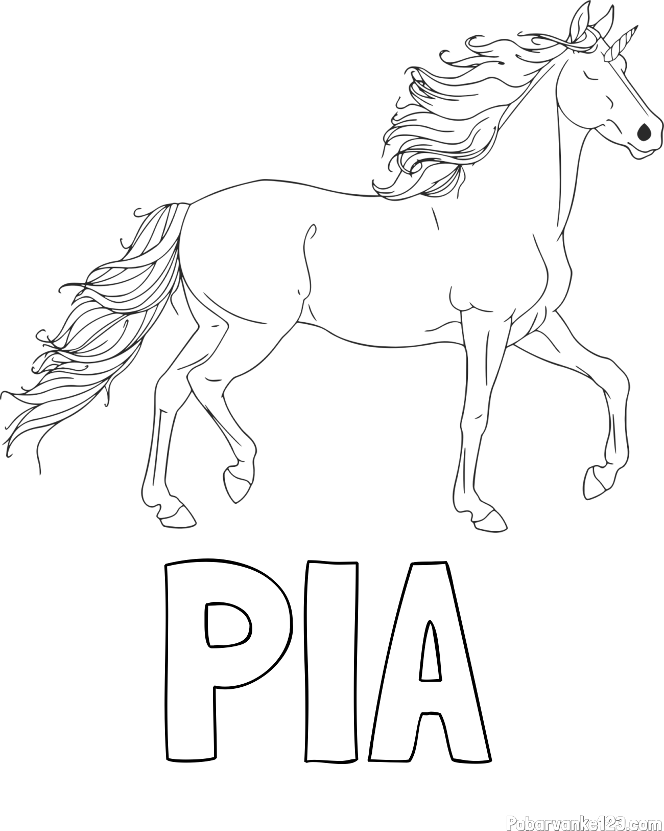 Pobarvanka imena PIA in samorog