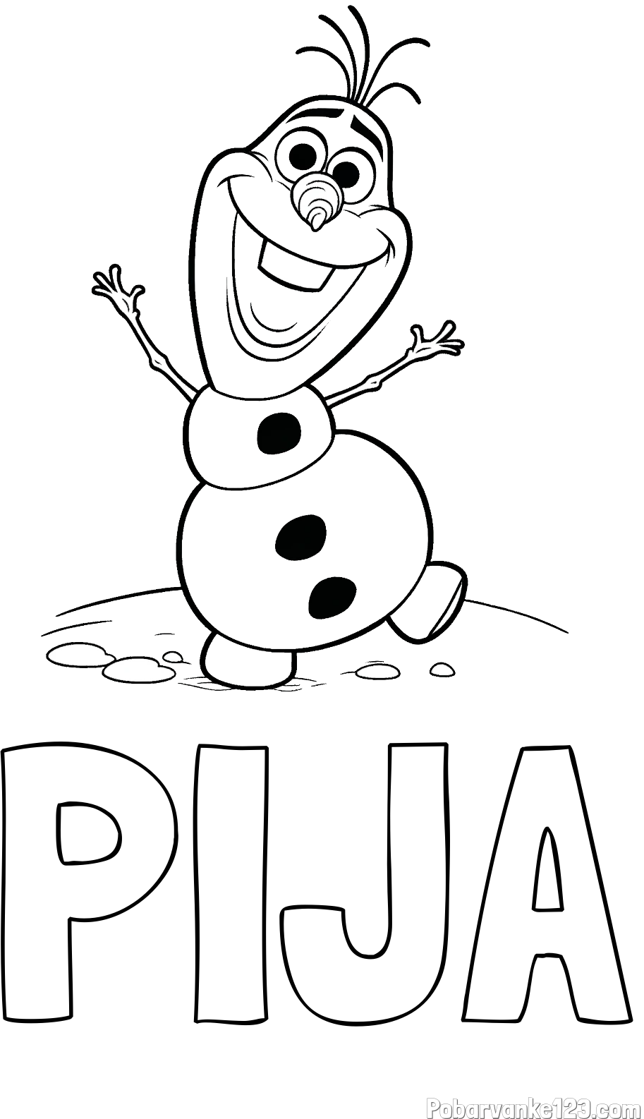 Pobarvanka imena PIJA in pobarvaka lubkega snežaka Olaf