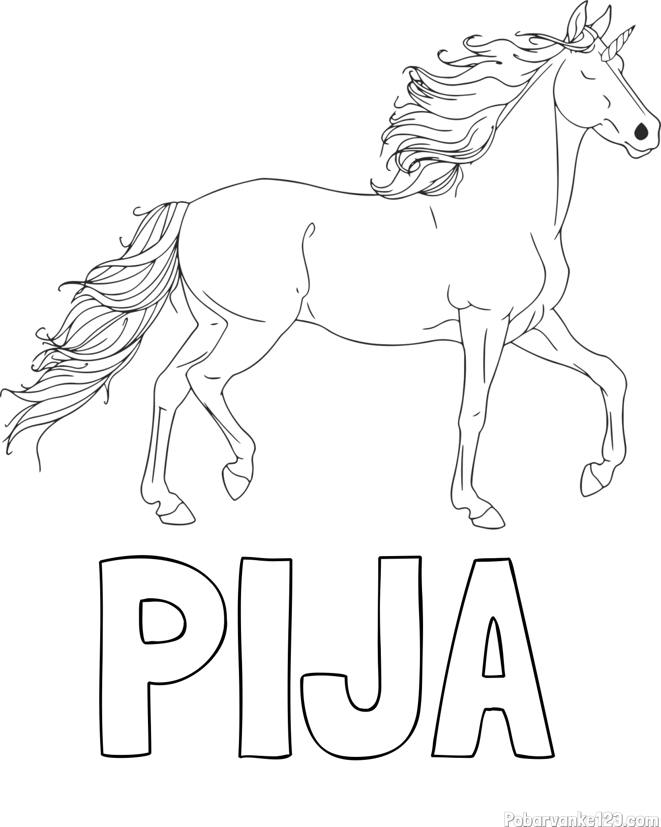 Pobarvanka imena PIJA in samorog