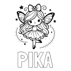 Online izdelana pobarvanka - Pobarvanka imena PIKA in ljubka čarobna vila