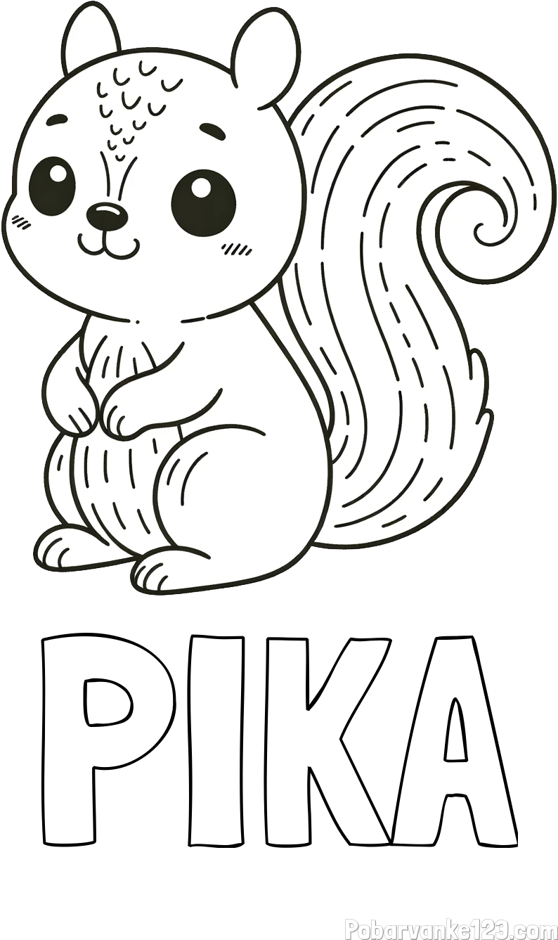 Pobarvanka imena PIKA in otroška pobarvanka veveričke