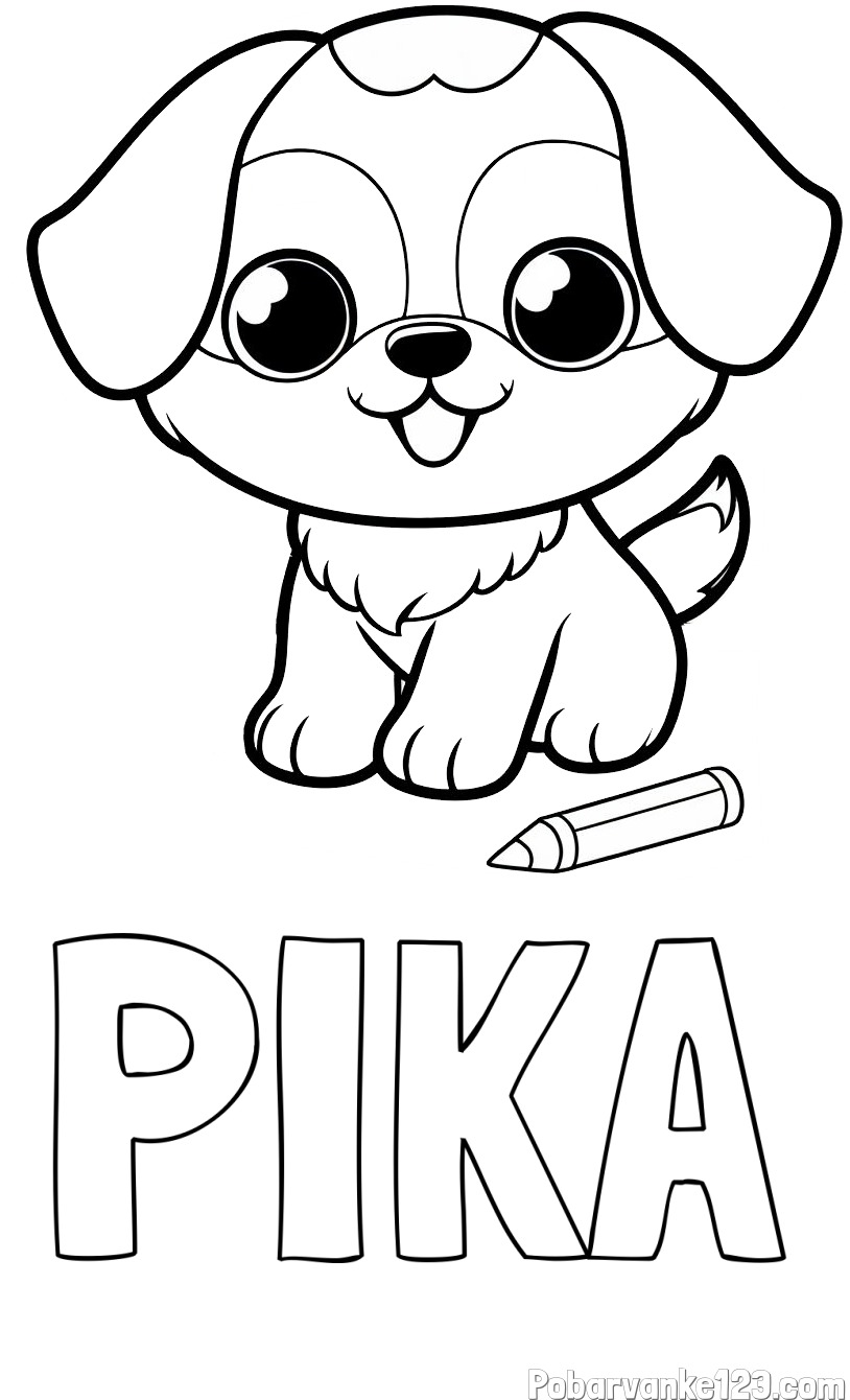Pobarvanka imena PIKA in pobarvanka prikupnega kužka
