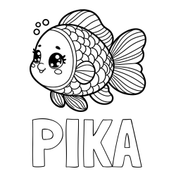 Online izdelana pobarvanka - Pobarvanka imena PIKA in pobarvanka ribe z bujnimi plavutmi