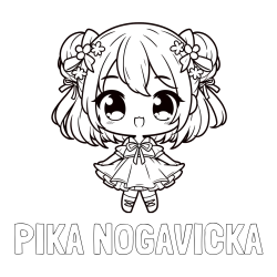 Online izdelana pobarvanka - Pobarvanka imena PIKA NOGAVIČKA in otroška pobarvanka punčke v japonskem anime slogu