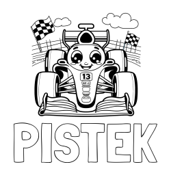 Online izdelana pobarvanka - Pobarvanka imena PIŠTEK in otroška pobarvanka FORMULA 1