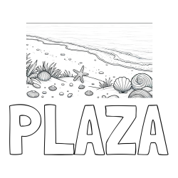 Online izdelana pobarvanka - Pobarvanka imena PLAŽA in pobarvanka morja in plaže