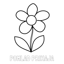 Pobarvanka imena POMLAD PRIHAJA in pobarvanka lepe cvetlice
