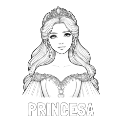 Online izdelana pobarvanka - Pobarvanka imena PRINCESA in pobarvanka realistične princese