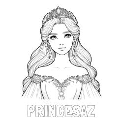 Online izdelana pobarvanka - Pobarvanka imena PRINCESAŽ in pobarvanka realistične princese