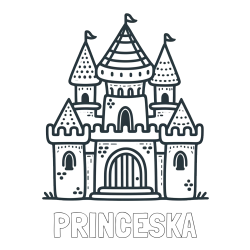 Pobarvanka imena PRINCESKA in otroška pobarvanka gradu