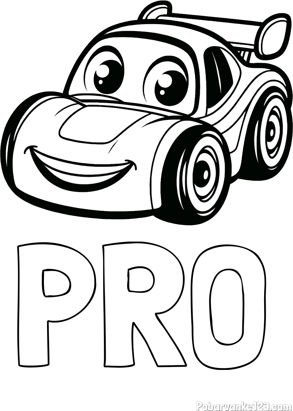 Pobarvanka imena PRO in pobarvanka otroškega avtomobila