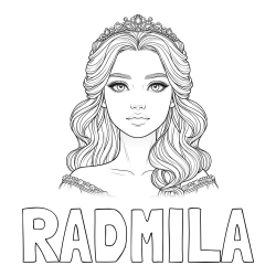 Online izdelana pobarvanka - Pobarvanka imena RADMILA in pobarvanka ljubke princese s krono