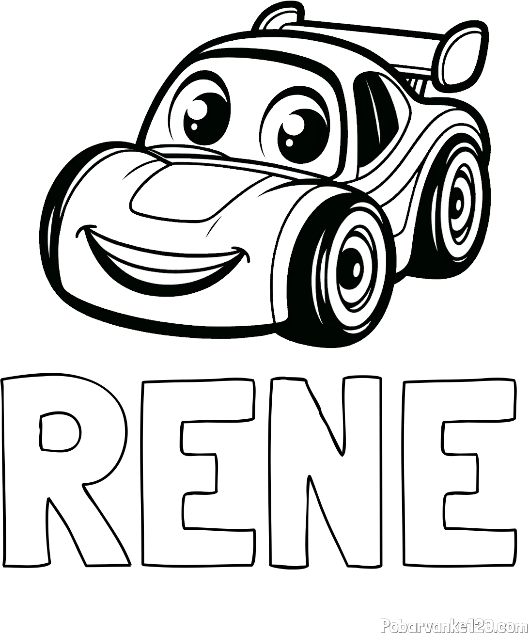 Pobarvanka imena RENE in pobarvanka otroškega avtomobila