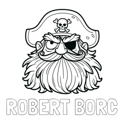 Online izdelana pobarvanka - Pobarvanka imena ROBERT BORC in pobarvanka gusarja