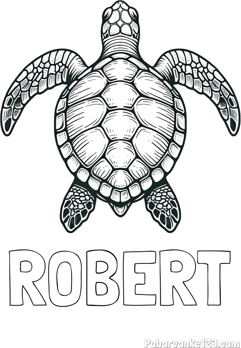 Pobarvanka imena ROBERT in enostavna pobarvanka želve