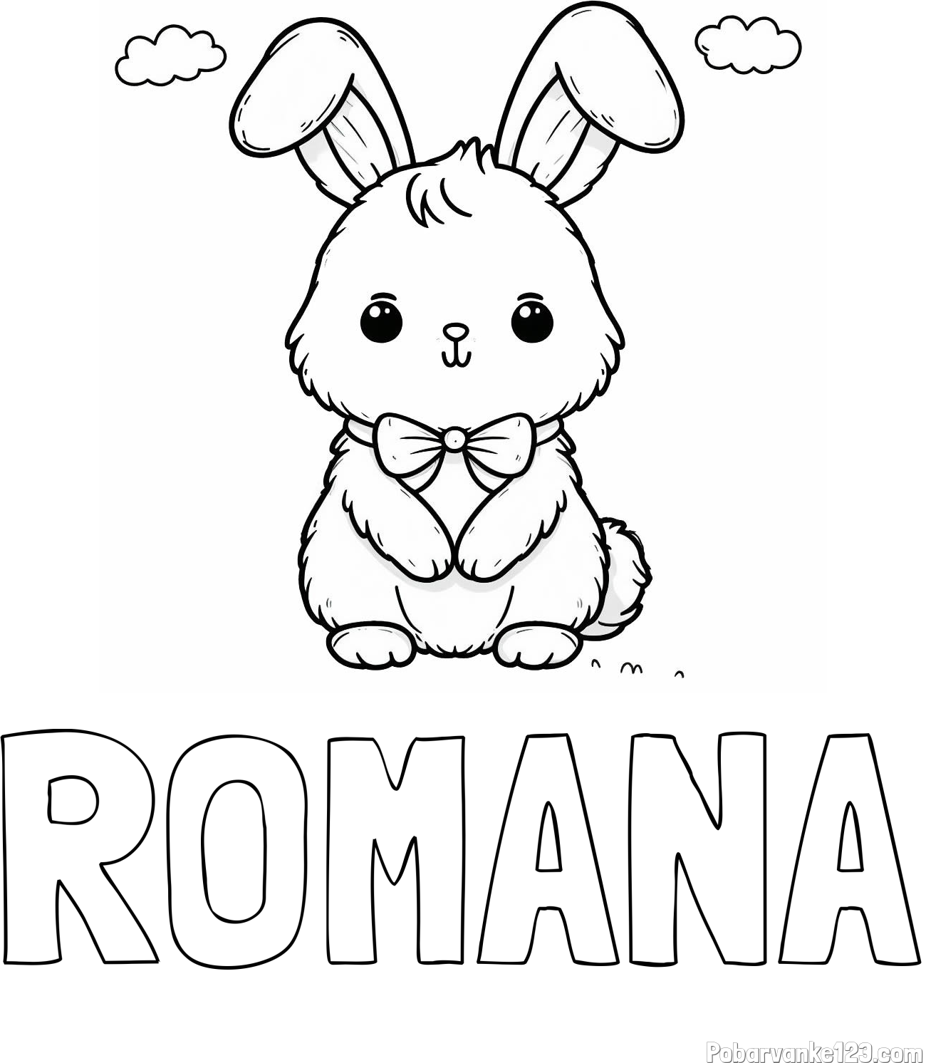 Pobarvanka imena ROMANA in pobarvanka prikupnega zajčka