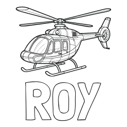 Online izdelana pobarvanka - Pobarvanka imena ROY in pobarvanka sodobnega helikopterja
