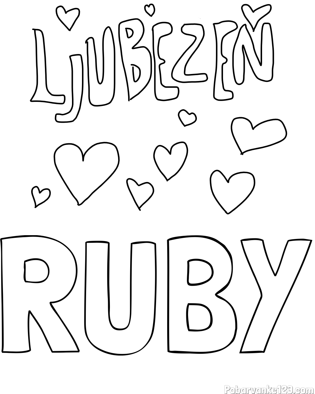 Pobarvanka imena RUBY in pobarvanka ljubezni ❤