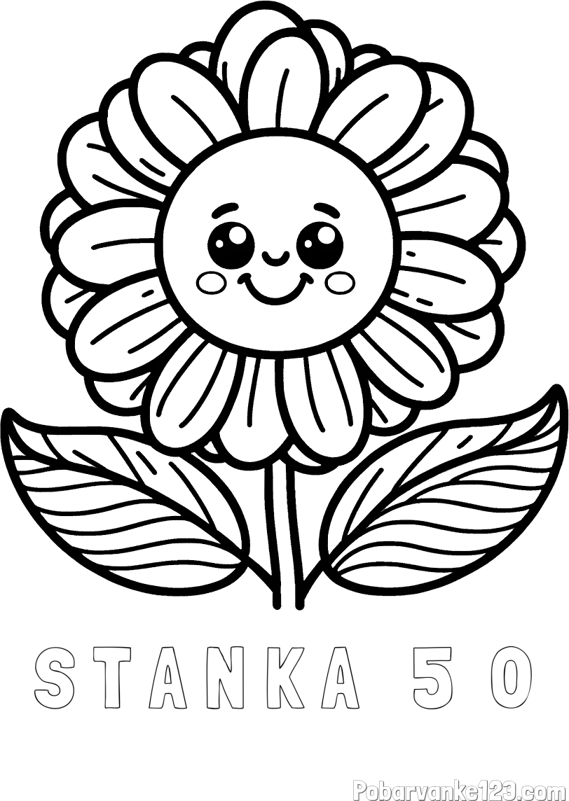 Pobarvanka imena S T A N K A   5  0 in pobarvanka ljubke in nasmejane rože