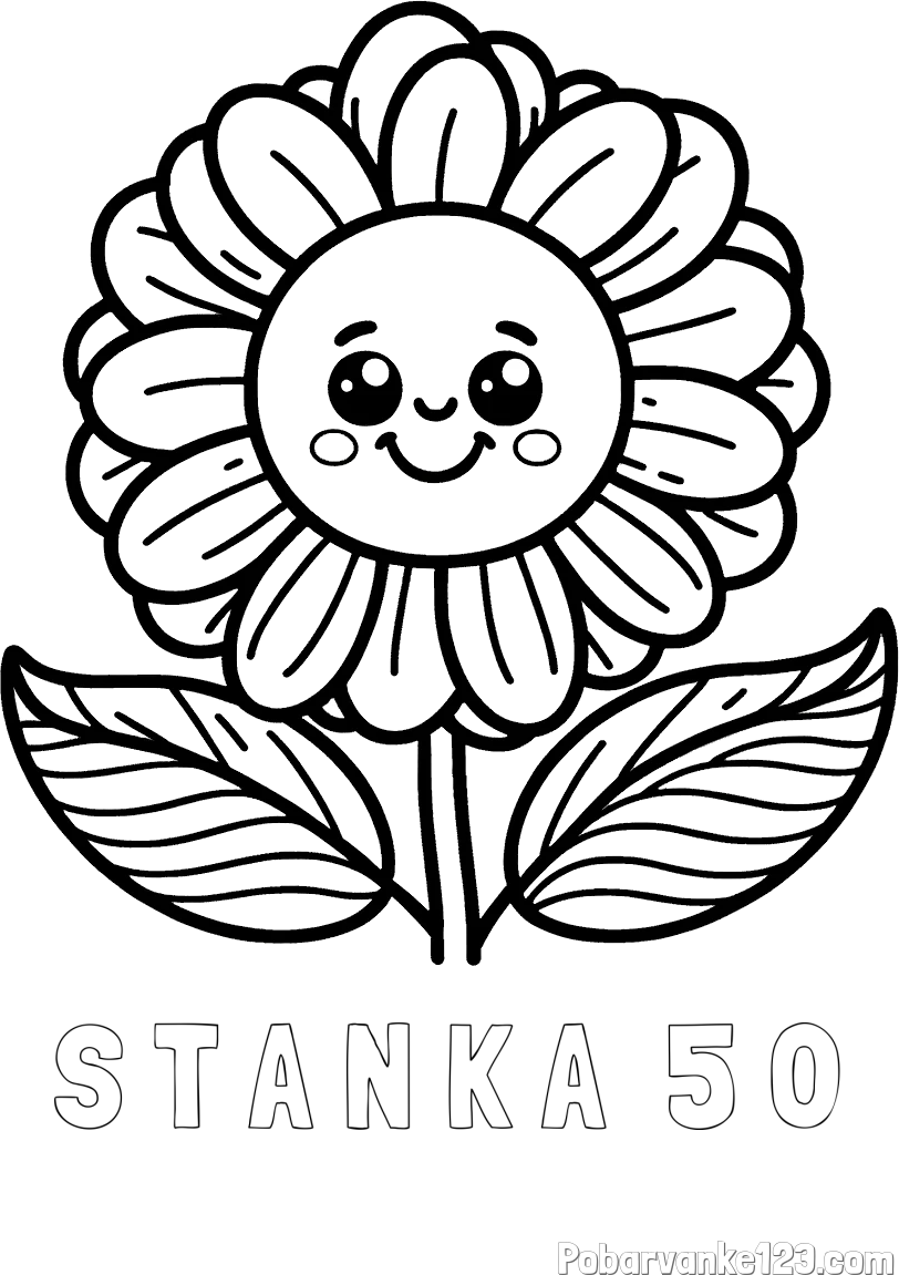 Pobarvanka imena S T A N K A  5 0 in pobarvanka ljubke in nasmejane rože