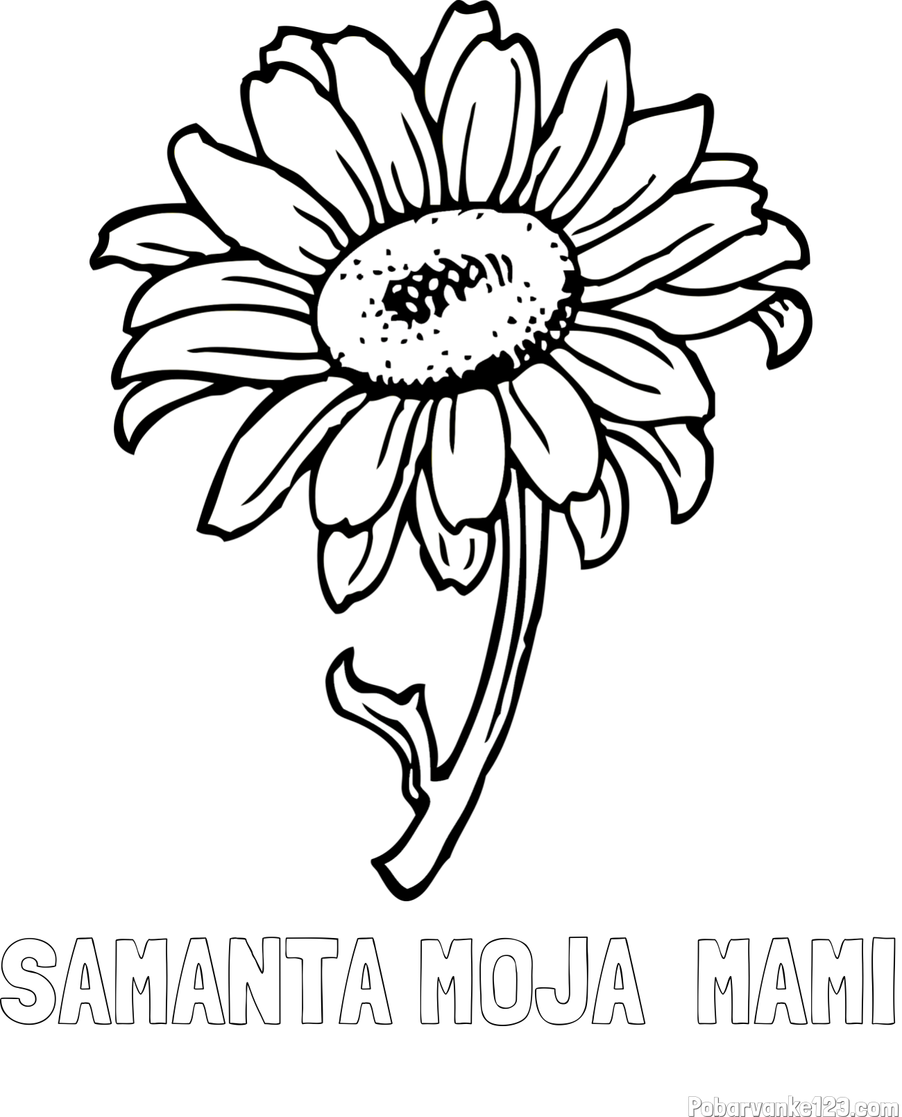 Pobarvanka imena SAMANTA MOJA  MAMI in pobarvanka lepe sončnice