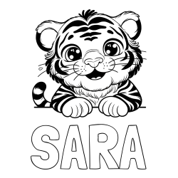 Online izdelana pobarvanka - Pobarvanka imena SARA in pobarvanka tigrček