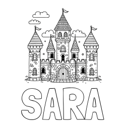 Online izdelana pobarvanka - Pobarvanka imena SARA in pobarvnaka velikega gradu