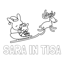 Online izdelana pobarvanka - Pobarvanka imena SARA IN TISA in božične sani