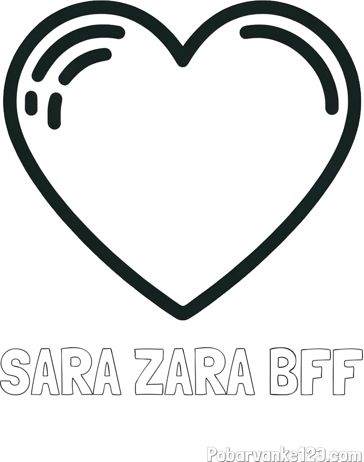 Pobarvanka imena SARA ZARA BFF in pobarvanka lepega srčka