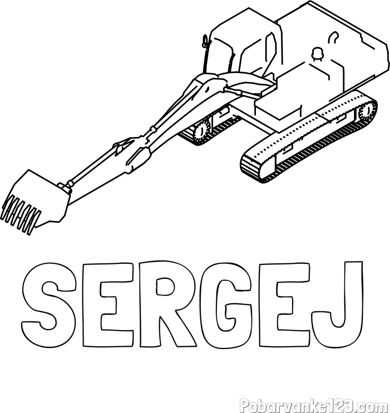 Pobarvanka imena SERGEJ in pobarvanka bagra