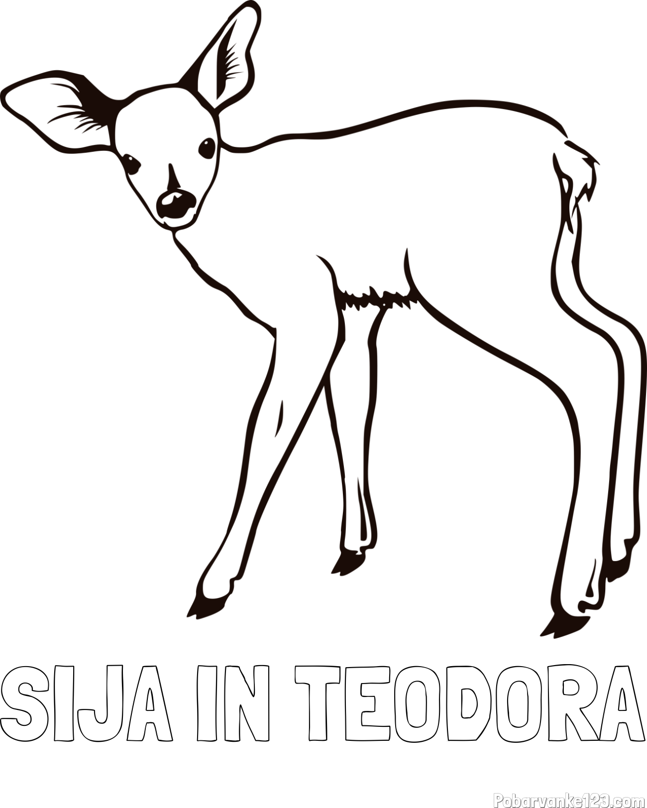 Pobarvanka imena SIJA IN TEODORA in pobarvanka mladega jelenčka
