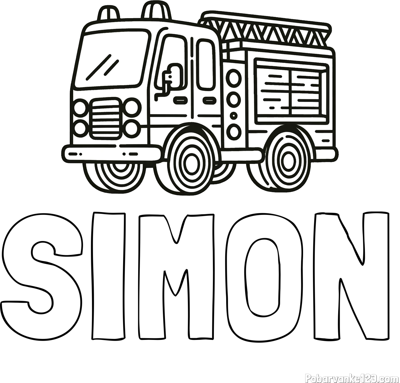 Pobarvanka imena SIMON in pobarvanka gasilskega avtomobila