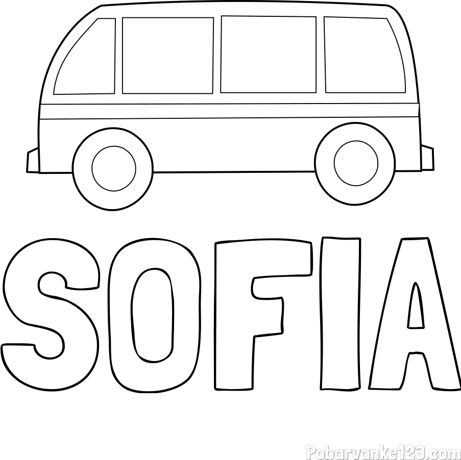 Pobarvanka imena SOFIA in avtobus
