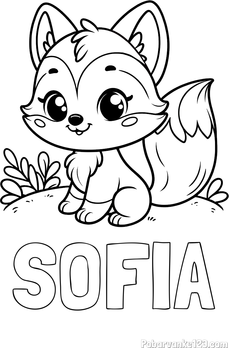 Pobarvanka imena SOFIA in pobarvanka lisičke